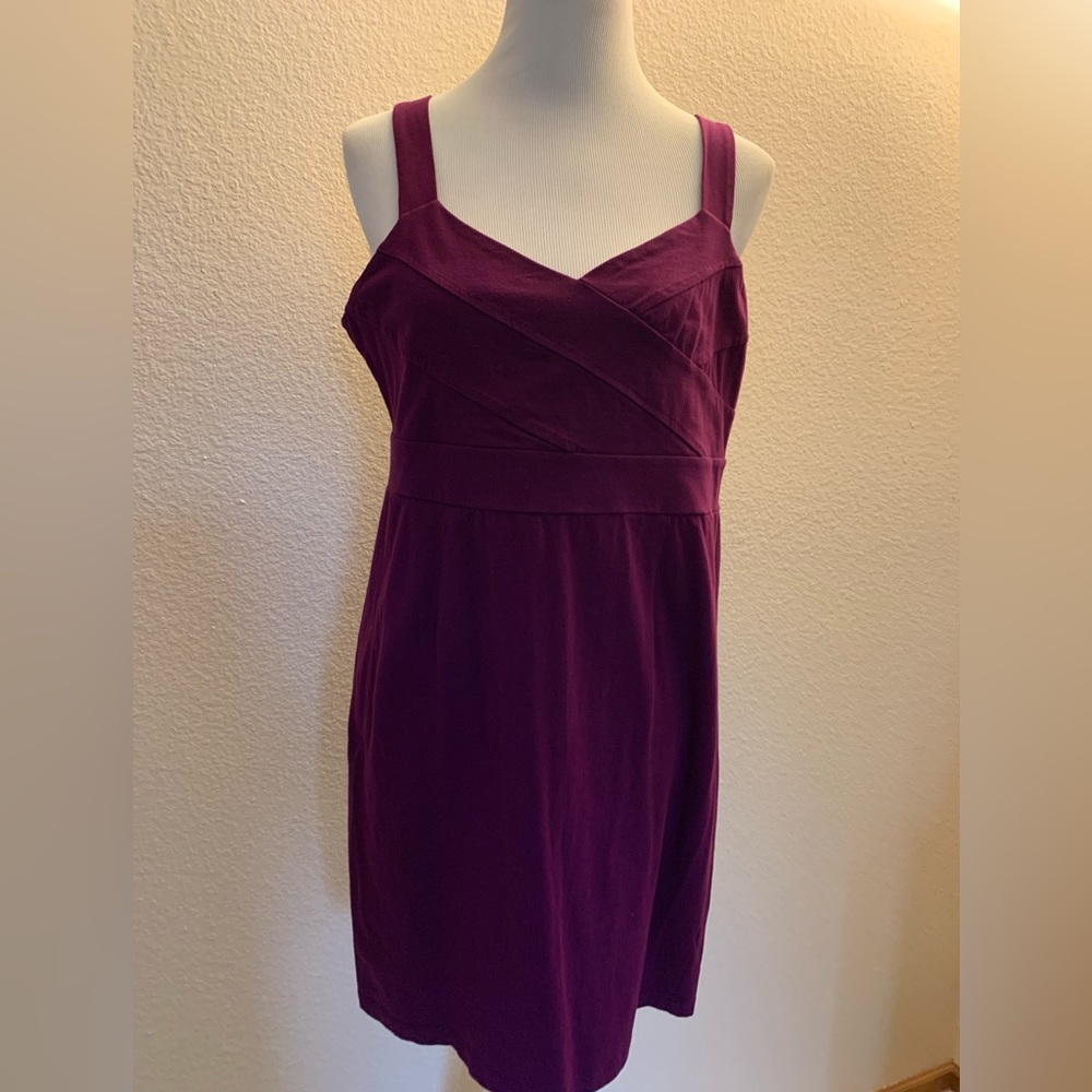 Purple XL dress.  95% cotton. 5% spandex.  Dress up or down. Fab!!